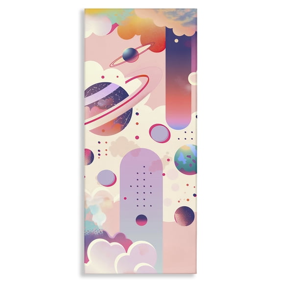 Stupell Industries Contemporary Surreal Geometric Planets Scene Canvas Art, 10 x 24, by Wumples
