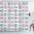 thumbnail image 1 of Ambesonne Cat Shower Curtain, Pastel Checkered Funny Animal, 69"Wx75"L, Multicolor, 1 of 3