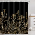 thumbnail image 2 of Extra Long 72Wx84H Shower Curtain for Bathroom Decor Black Gold Dark Floral Wildflower Vintage Botanical Rustic Farmhouse Plant Art Printed Fabric Polyester Waterproof 12 Pack Plastic Hooks, 2 of 6