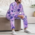 thumbnail image 7 of Naloa Violet Men’s Pajamas Set - Long Sleeve Button Down Sleep Shirt and Pajama Bottoms Sleepwear Set-Medium, 7 of 7
