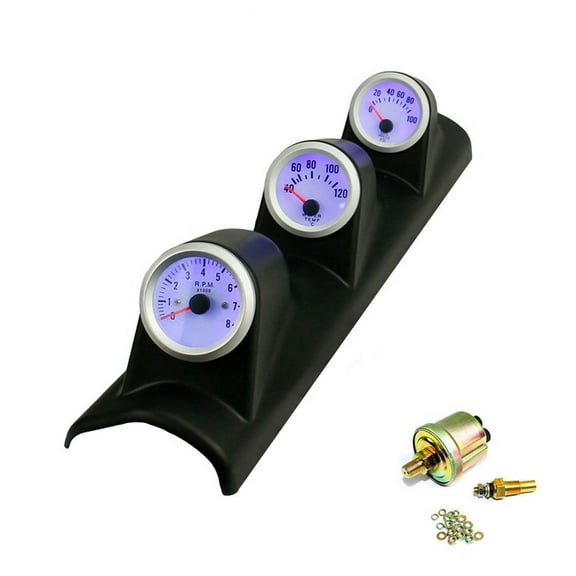 52mm Triple Gauge Kit Tachometer Water Temperature Gauge Oil Pressure Gauge with Sensor , Left Hand Drive