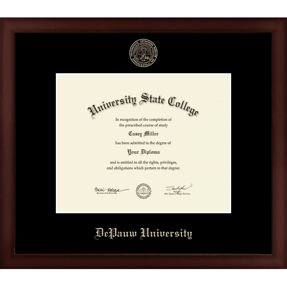 DePauw University Diploma Frame, Document Size 10" x 8"