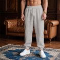 thumbnail image 5 of GrmtClth Men's Linen Pants Casual Loose Fit Beach Drawstring Pants Elastic Waist Beach Lightweight Yoga Jogger Trousers with Pockets Light Gray S, 5 of 5