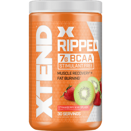 BEST BY:1-26 XTEND Ripped BCAA Powder + Strawberry Kiwi Splash + Muscle Recovery + Fat Burning + 30 Servings
