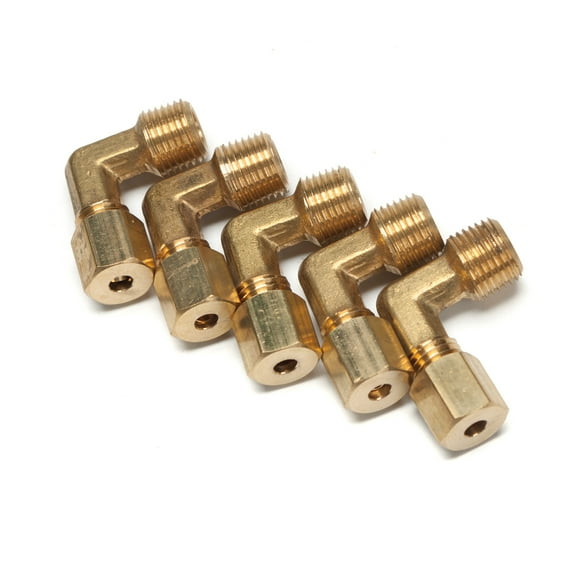 LTWFITTING 1/8" OD x 1/8" Male NPT 90 Degree Compression Elbow,Brass Compression Fitting (Pack of 5)