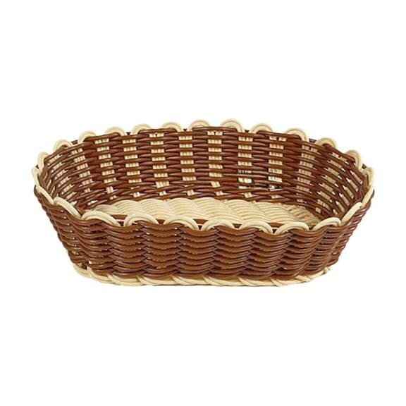 TACILIP Home Decor, 1PC Woven-Style Storage Tray Imitation Woven Serving Basket Fruit Table Storage Basket Decorative Woven-Look Tray, Holiday Gifts