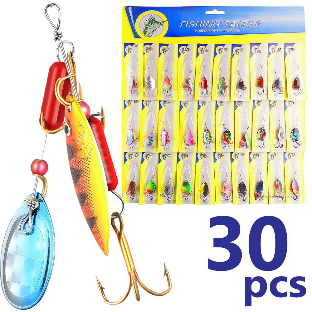 HOT!30pcs/Lot Trout Spoon Metal Fishing Lures Spinner Baits Bass Tackle Colorful 