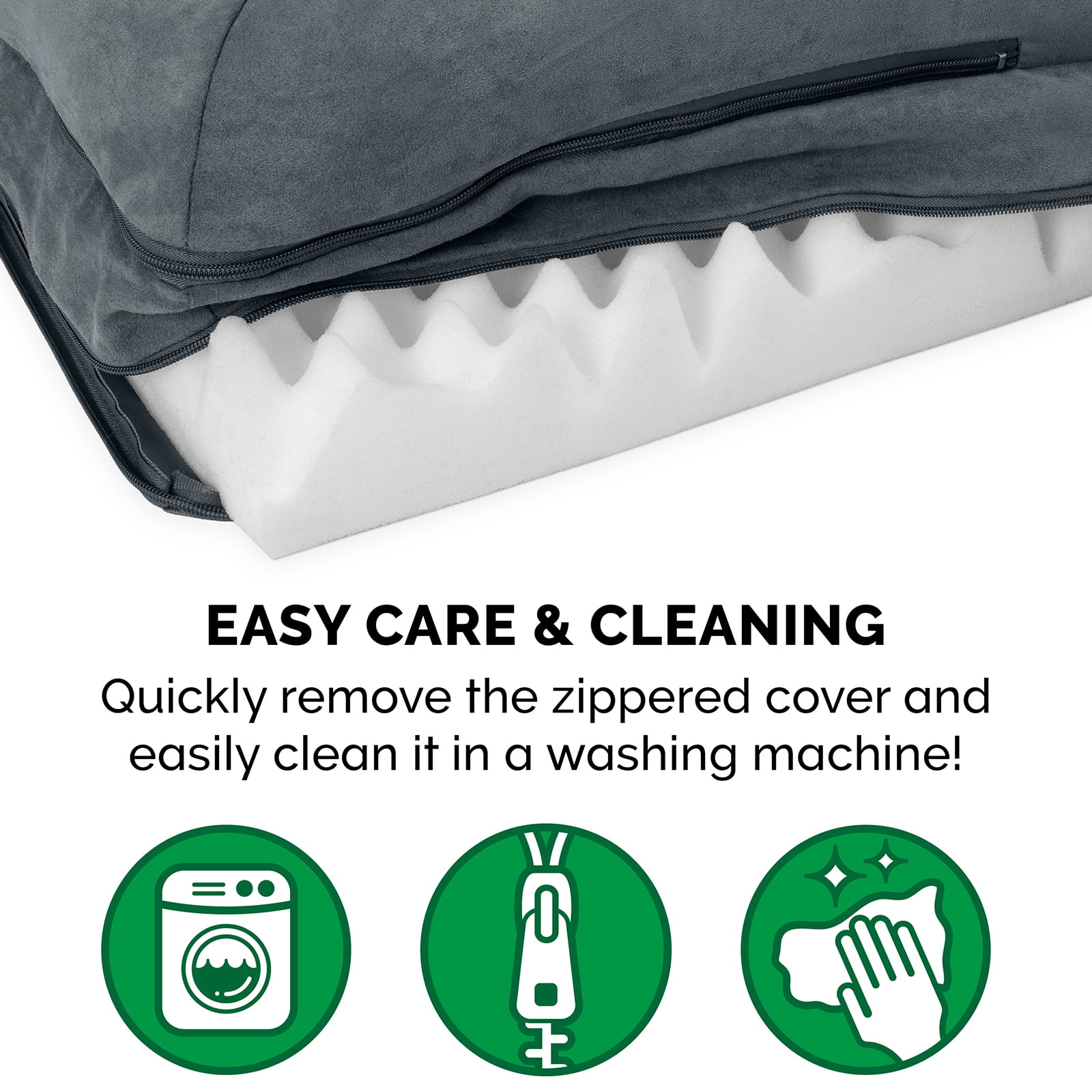 FurHaven Pet Products Two-Tone Faux Fur & Suede Orthopedic Deluxe Chaise Lounge Pet Bed for Dogs & Cats - Stone Gray, Large