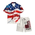 thumbnail image 6 of Men's Independence Day 2 Pieces Summer Outfits Short Sleeve Button Down Shirts and Beach Shorts US 250 Anniversary Casual Vacation Outfits, 6 of 6