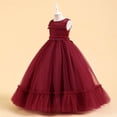thumbnail image 4 of RXIRUCGD 2025 Vêtements d'Été pour Enfants Robe de Princesse Sans Manches Col Rond Couleur Unie Brodée Exquise Perles Robe de Soirée Robe de Banquet, 4 of 8