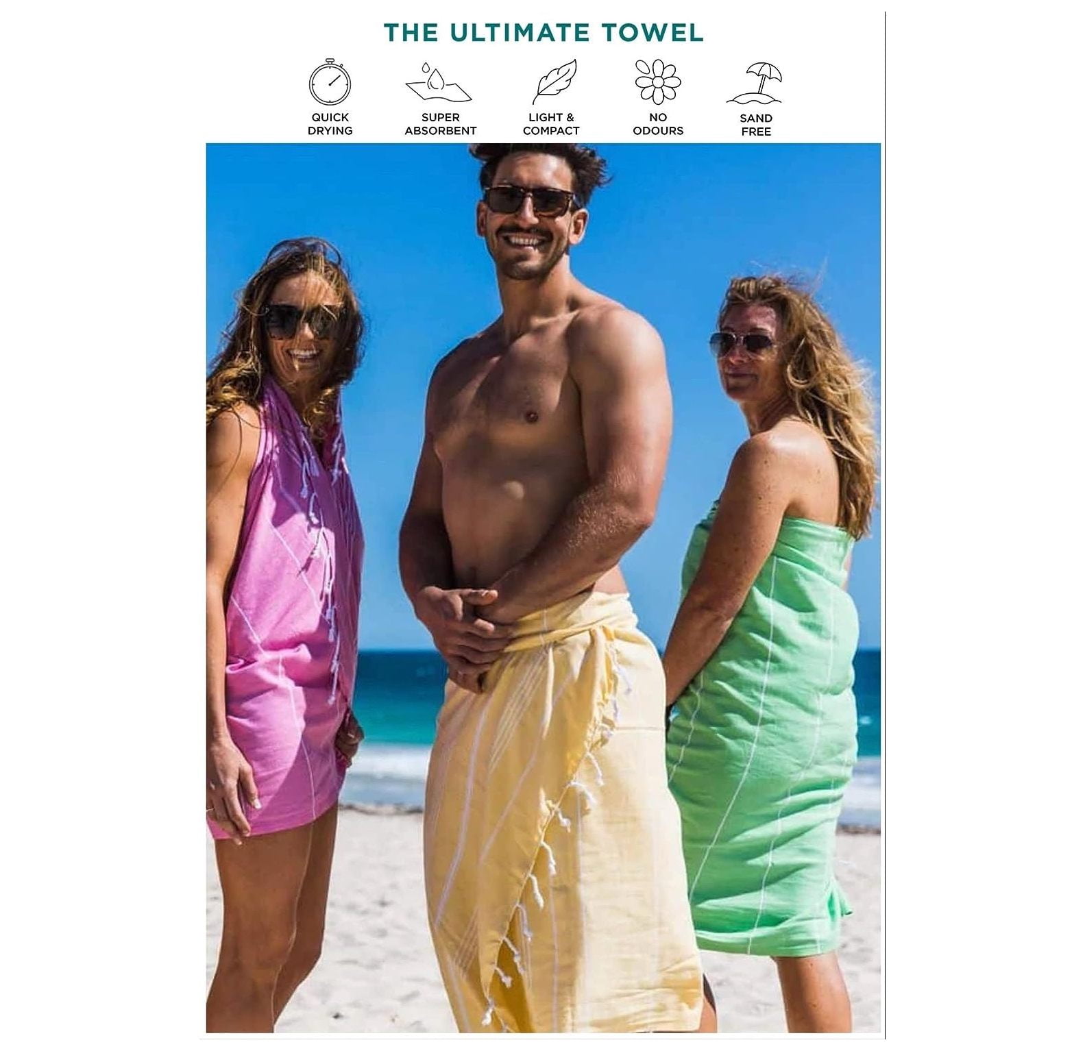 Quexis Beach Towels Oversized 39x71 | Turkish Beach Towel | Quick Dry, Sand Free, Soft, Absorbent, Lightweight, Compact Travel Towel | Large Pool Towels | Turkish Bath Towels Set of 6