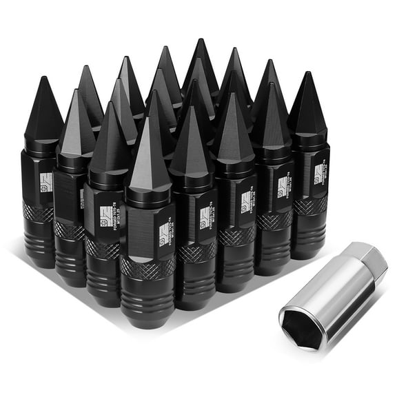 J2 Engineering 20Pcs Black M12 x 1.25 Lug Nuts Open End Aluminum Replacement with Drive Extension Adapter J2-LN-T7-029-125-BK