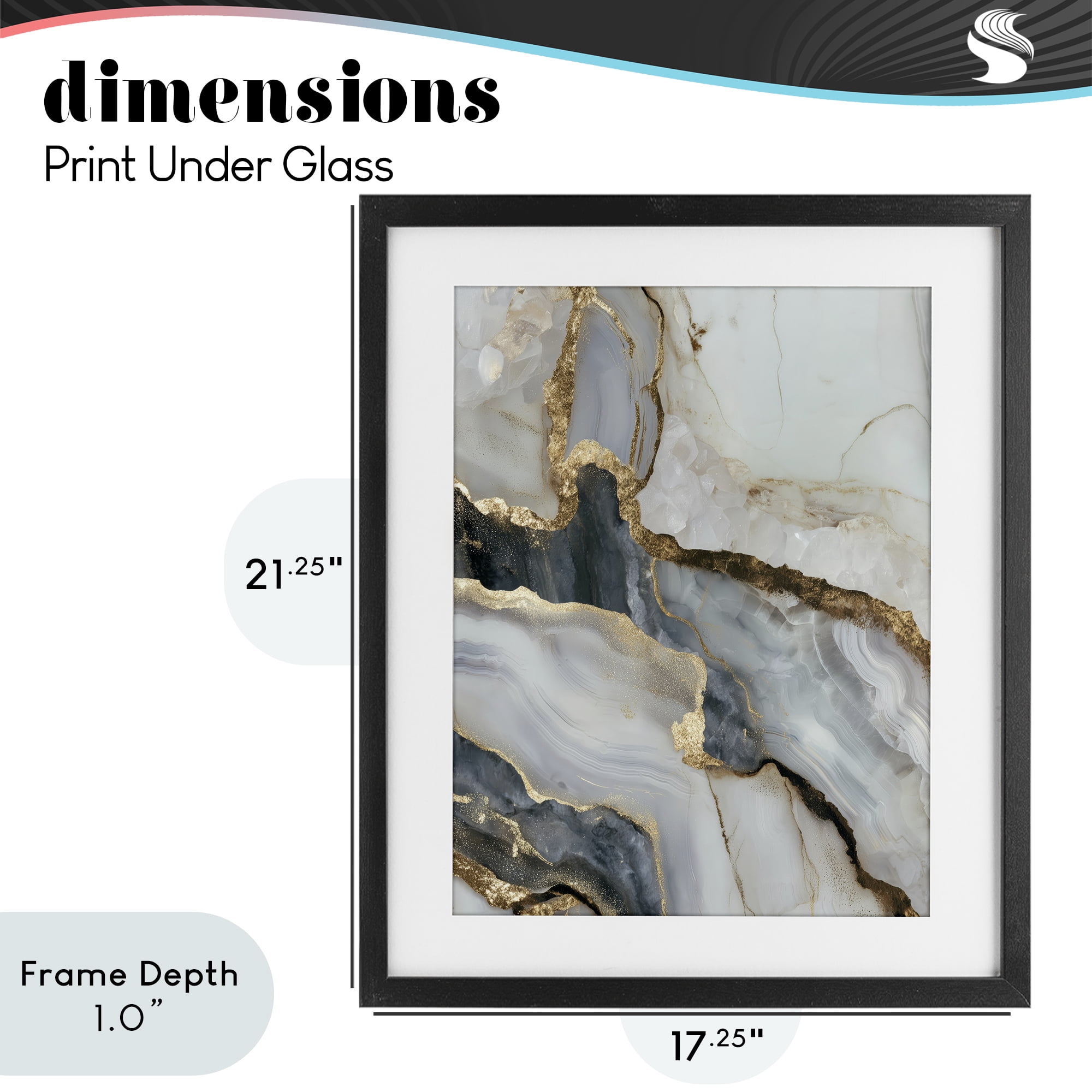 Stupell Industries Elegant Touch of Gold Black Framed Print Under Glass, design by Svetlana Aleynikova