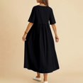 thumbnail image 6 of Tshirt Dress Women Cotton Linen Short Sleeve Scoop Neck Loose Fit Flowy Midi Dress Casual Summer Dresses, 6 of 7