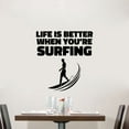 thumbnail image 3 of Life Is Better When You're Surfing - Surfer Life Quote Surfing Quote Surfer Silhouette Vinyl Wall Sticker Art Decal Girls Boys Kids Design Bedroom Decor Cool Water Sport Decoration Size (8x10 inch), 3 of 3