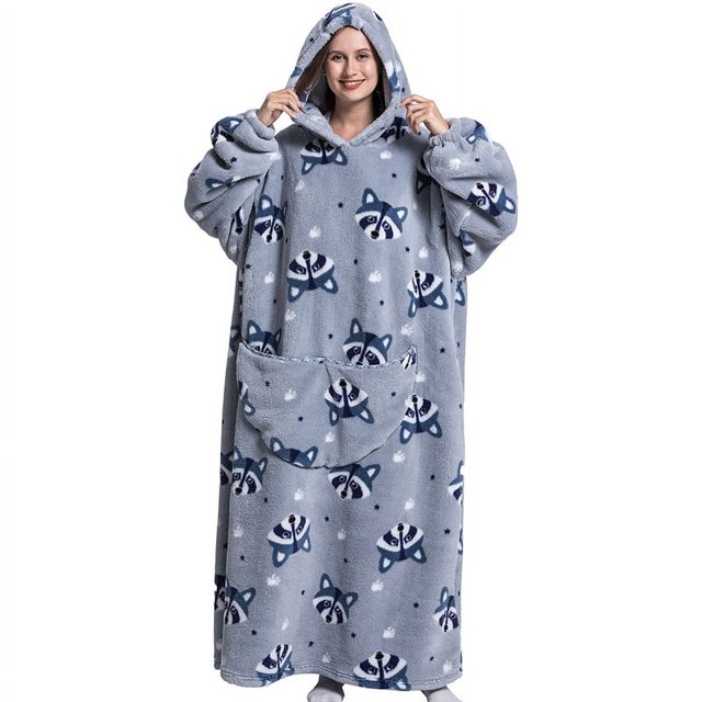 Sudadera deportiva usable, jersey térmico extragrande, sudadera con capucha informal y ropa de casa larga.