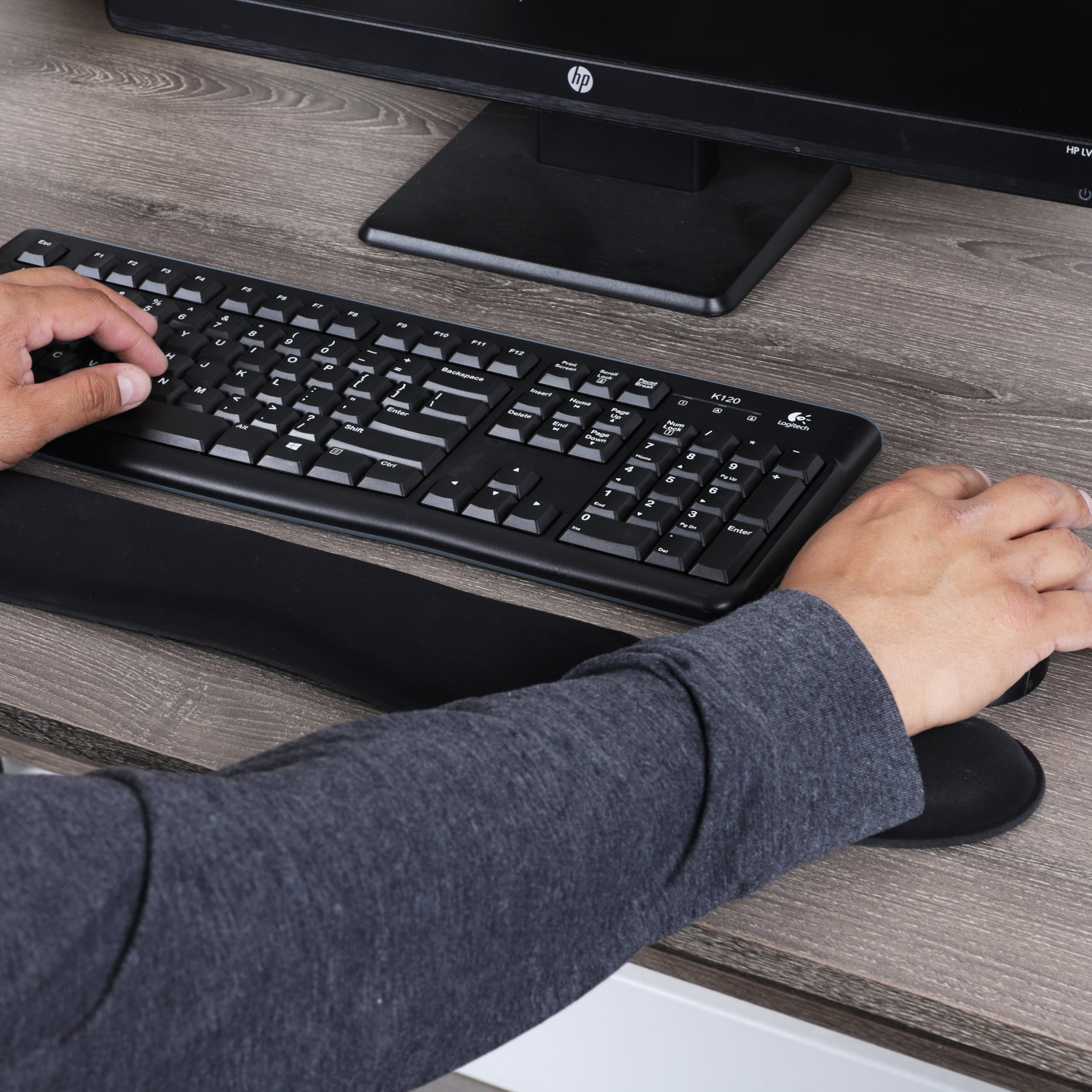 Mind Reader Ergonomic Keyboard and Mouse Wrist Rest Sets, Foam, 16.75 L x 3 W x 0.75 H, 6 Pcs, Black