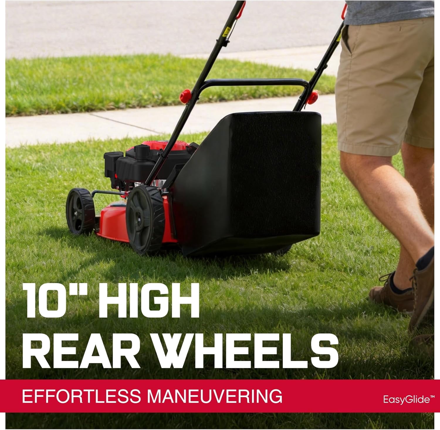 PowerSmart 144CC Engine Gas Push Lawn Mower, 21 inches Cutting Blade, 6-Position Height Adjustment