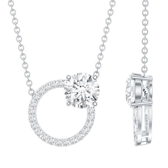 Rosec Jewels Lab Created Diamond Eternity Necklace for Women - Circle of Life Necklace (EF-VS Grade) - Ready to Gift, 925 Sterling Silver