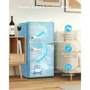 Bodare Retro Mini Fridge with Freezer: 3.2 Cu.Ft Mini Refrigerator with 2 Doors - Small Refrigerator Energy-Saving Compact Refrigerator - Small Fridge for Bedroom Dorm,Blue