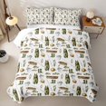 thumbnail image 2 of Manfei Watercolor Fishing Quilt Full, Outdoor Adventure Full Bedspread Sets, Cream Khaki, 3pcs, 1 Coverlet and 2 Pillowcases, 2 of 7