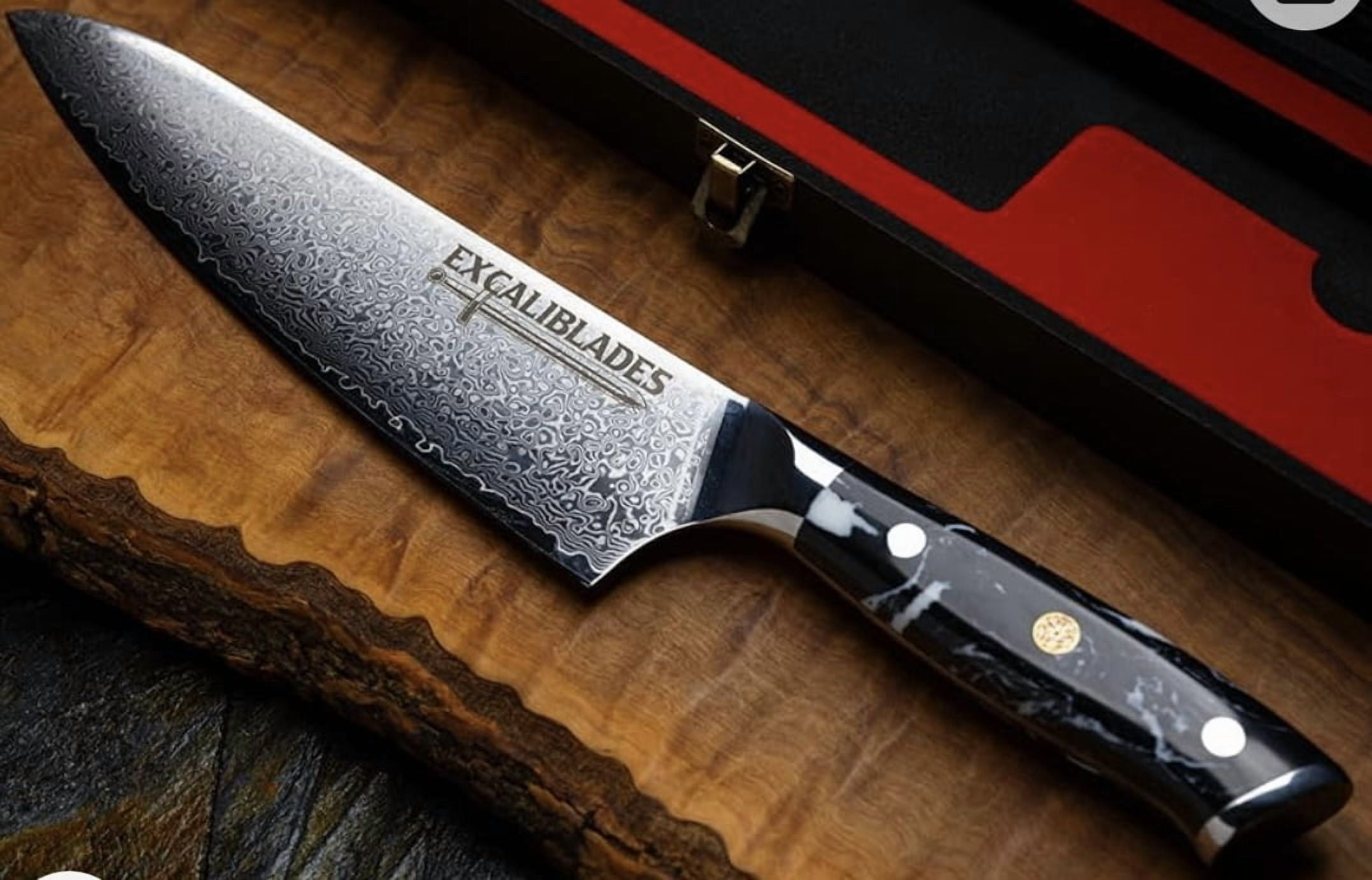 Excaliblades Ultra Sharp 8-Inch Stainless Steel Damascus Chef Knife with Ergonomic Handle
