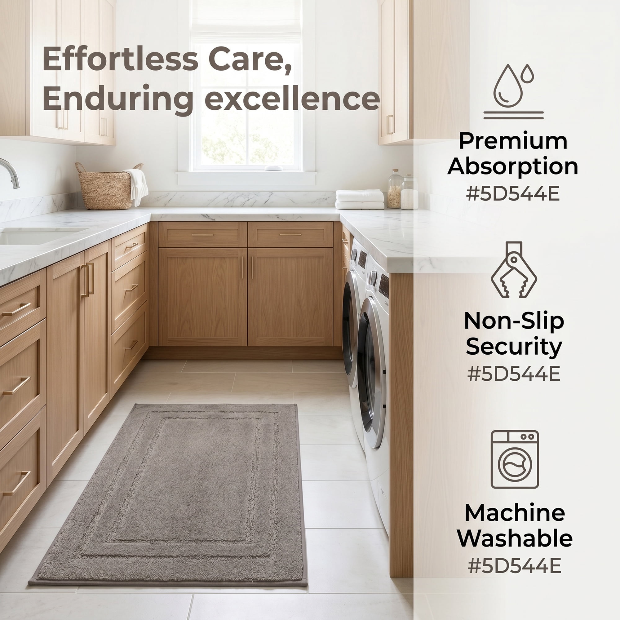 Unique Bargains Soft Non Slip Absorbent Shaggy Microfiber Bathroom Rug Khaki 24" x 16"