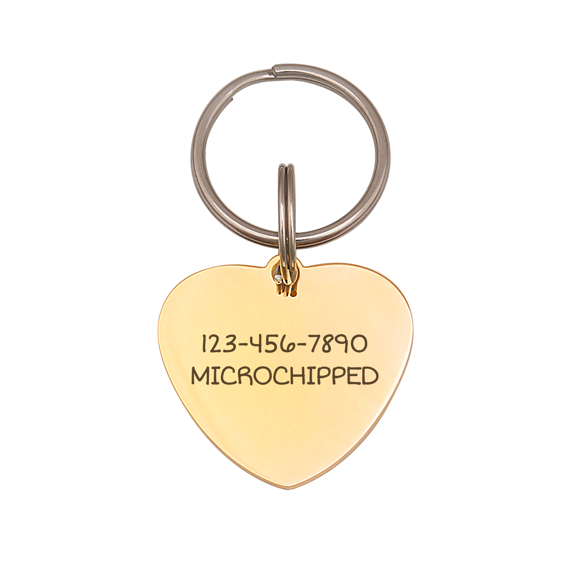 Anavia Stainless Steel Metal Heart Name - Icon Birthday Holiday Christmas Engraved Dog ID Tag, Gold