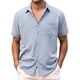 thumbnail image 1 of Camisas Casuales Para Hombre Camisa de manga corta bordada de playa suelta informal de verano para hombre (Grey, M), 1 of 5