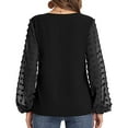 thumbnail image 4 of Gerichy Women Chiffon Blouse Swiss Dot Tops V Neck Long Sleeve Casual Pom Pom Work Shirts Hoodies for Women Long Sleeve Shirts for Women, 4 of 5