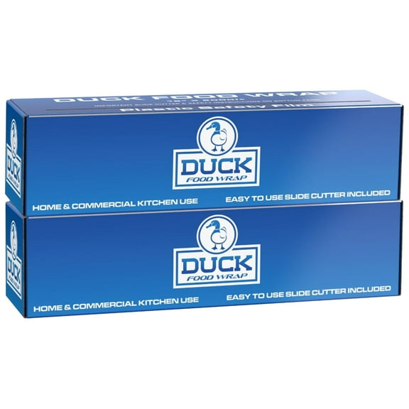 Duck Food Wrap, 18x 2000 ft. Plastic Wrap with Seal & Slide Cutter on Box - Restaurant & Commercial Grade, Excellent Quality & Heavy Duty, Great For Sealing, 2 box