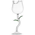 thumbnail image 1 of Taza de cristal con forma de rosa de 150 ml para regalo de boda de fiesta transparente, verde y rosa, 1 of 5