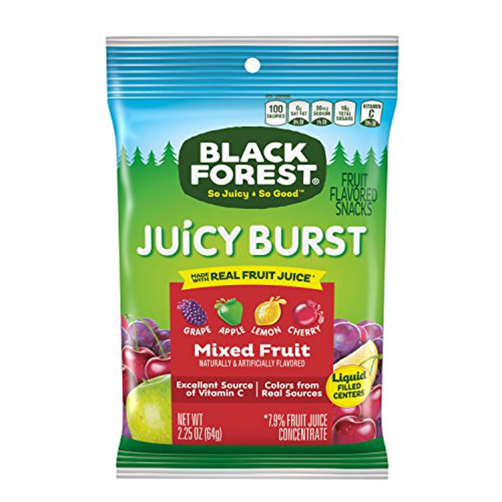 48 PACKS Black Forest Fruit Medley Liquid Filled Fruit Snacks, 2.25