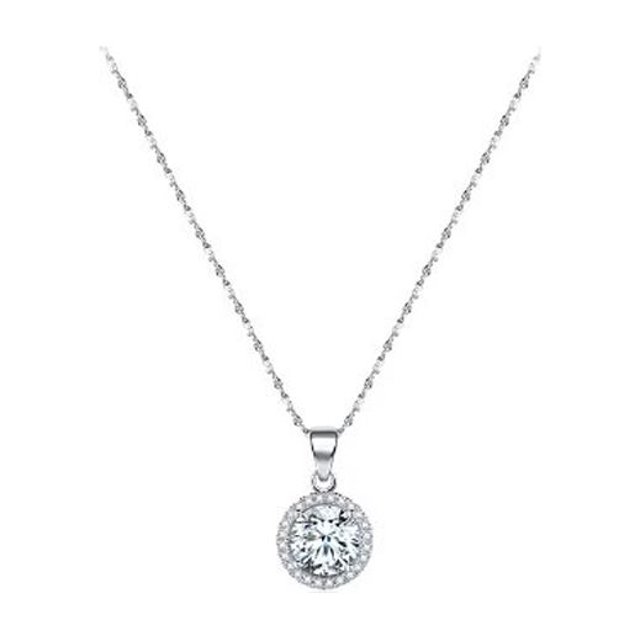 Colgante versátil de plata de ley s925, collar de cadena cruzada de boda redondo clásico Popular y de compromiso ER