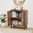 thumbnail image 5 of Accent Cabinet with Round Carved Line Door for Entryway Hallway, Walnut Sideboard Buffet Cabinet, Storage Cabinet with Adjustable Shelves for Living Room, 5 of 7