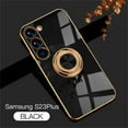 thumbnail image 1 of ELEHOLD for Samsung Galaxy S23 Plus Slim Case Electroplating Frame Design All-inclusive Lens Protection Metal Ring Holder Stand Function Shockproof Lightweight Case for S23+,Black, 1 of 8