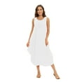 thumbnail image 3 of Xmarks Women's Basic Tank Top Maxi Long Dress Casual Sleeveless Summer Beach Dress White 2XL, 3 of 7
