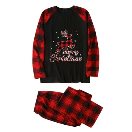 

Honeeladyy Christmas Family Pajamas Parent-child Attire Christmas Suits Patchwork Plaid Printed Homewear Round Neck Long Sleeve Pajamas Two-piece Dad Sets Clearance under 10$