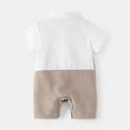 thumbnail image 4 of Otqutp Kids Wedding Bodysuit Baby Boys Gentleman White Shirt Vest Bowtie Short Sleeve Jumpsuit Spring Summer Overall Romper Festival Holiday Outfit(Brown-A,3-6 Months, 4 of 5
