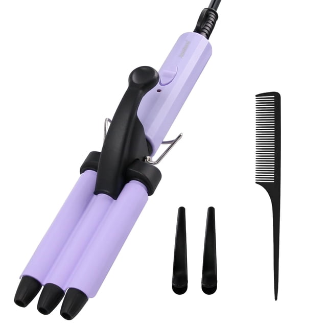 Mini rizador de cabello, janelove rizador de ondas de playa de 1/2 pulgada, ondulador de cabello para cabello corto y mediano con 3 barriles de cerámica, herramienta para el cabello rizador para el ho