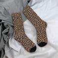 thumbnail image 5 of Xecao Brown Leopard Pattern Sport Socks for Women and Men Crew Socks Sporty Calf Socks Casual Socks, 5 of 6