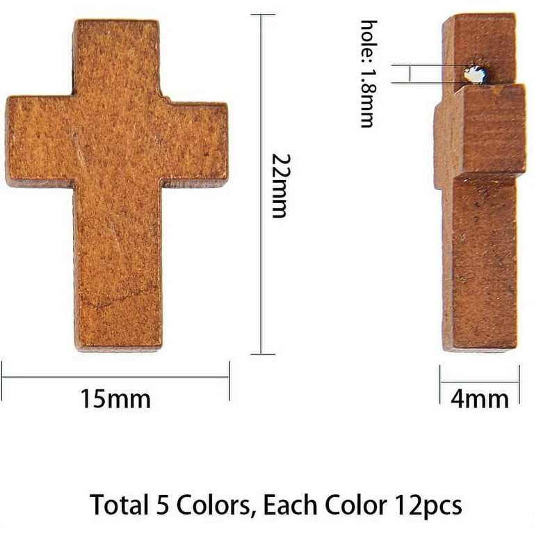100Pcs Wood Cross Pendants Natural Wooden Small Cross Charms