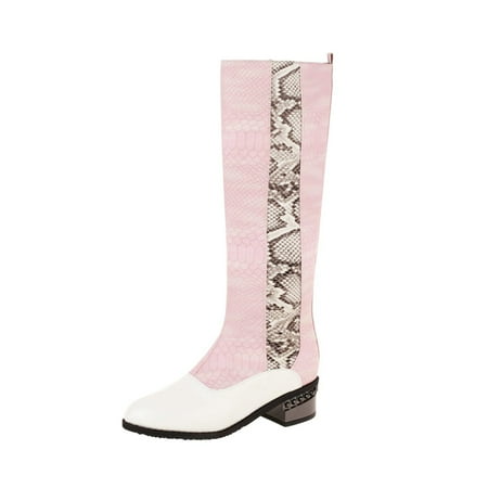 

Boots for Women Boots Mid Heel Pointed Shoes Zippered Shoes Winter Snake Pattern