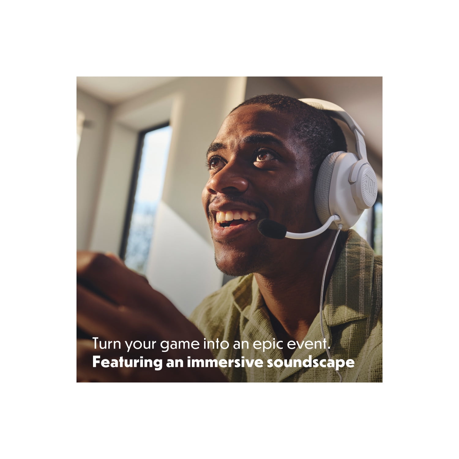 JBL Quantum 100M2 - Wired over-ear gaming headset with detachable mic and mute option - White