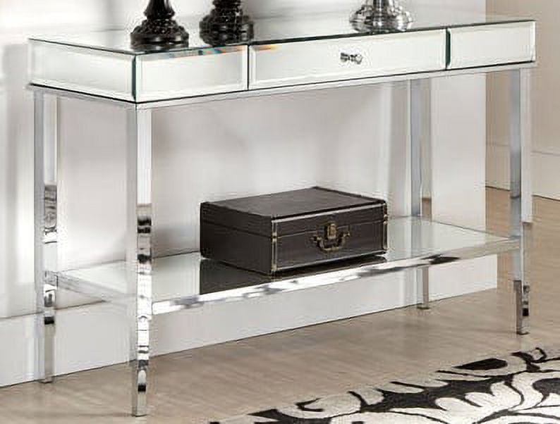 Chelsea Lane Pacey Mirrored Sofa Table with Metal Frame, Chrome