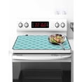 thumbnail image 2 of Stove Top Covers for Electric Stove, Quatrefoil Moroccan Pattern Kitchen Glass Ceramic Electric Cooktop Covers 31"x24", Geometric Aqua Morocco HeatResistant Oven/Countertop/Dishwasher/Sink Protector, 2 of 3