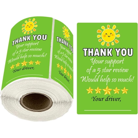 5 Star Review Delivery Labels Freshness Label Thank You for Your Order Stickers 200 Pcs 2x3 Inch