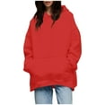 thumbnail image 2 of Dasayo Red Sweatshirts for Women Plus Size Long Sleeve Dressy Solid Casual Pocket Hoodies Women Blouses L, 2 of 6
