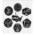 thumbnail image 3 of Fishing Theme Shower Curtain, Vintage Grunge American Marine Club Designs and Symbols Motif, Fabric Bathroom Set with Hooks, 69W X 84L Inches Extra Long, Charcoal Grey and White, by Ambesonne, 3 of 3