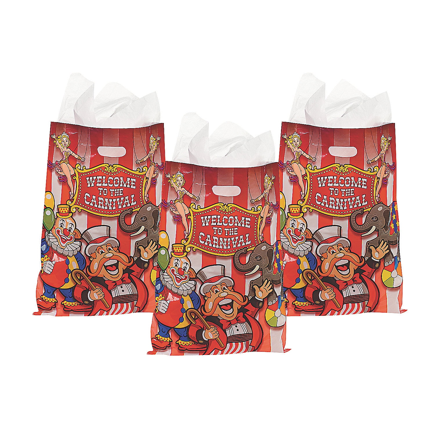 Fun Express Under The Big Top Plastic Bags (50pc) Party Supplies